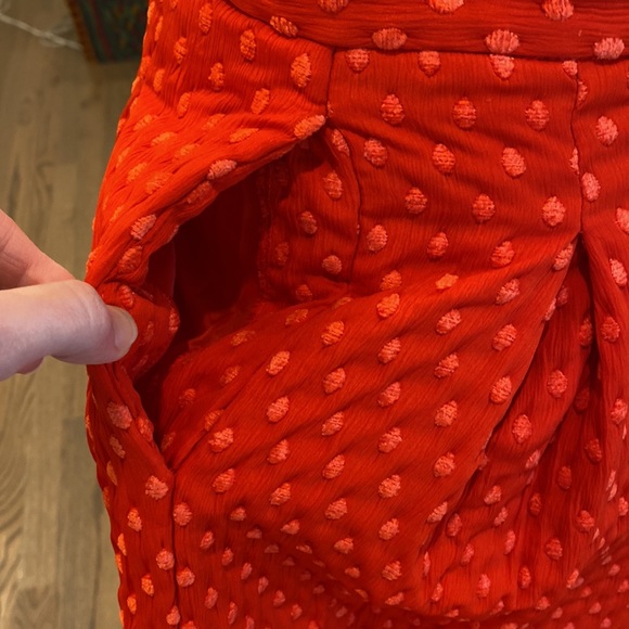 H&M Red Pleated Polka Dot, Side Pockets Skirt. - Picture 2 of 8